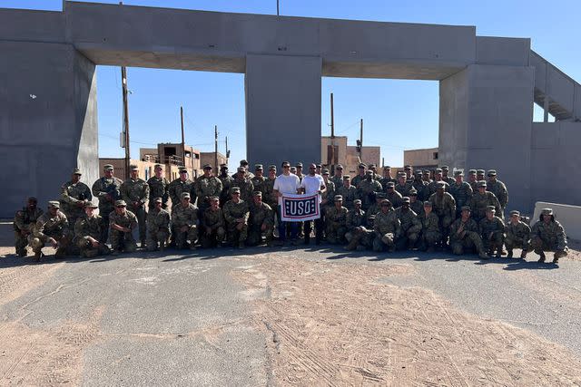 United Service Organizations Jake Gyllenhaal, Dar Salim visit U.S. Army soldiers