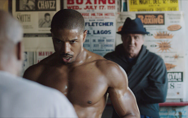 Michael B Jordon and Sylvester Stallone in Creed