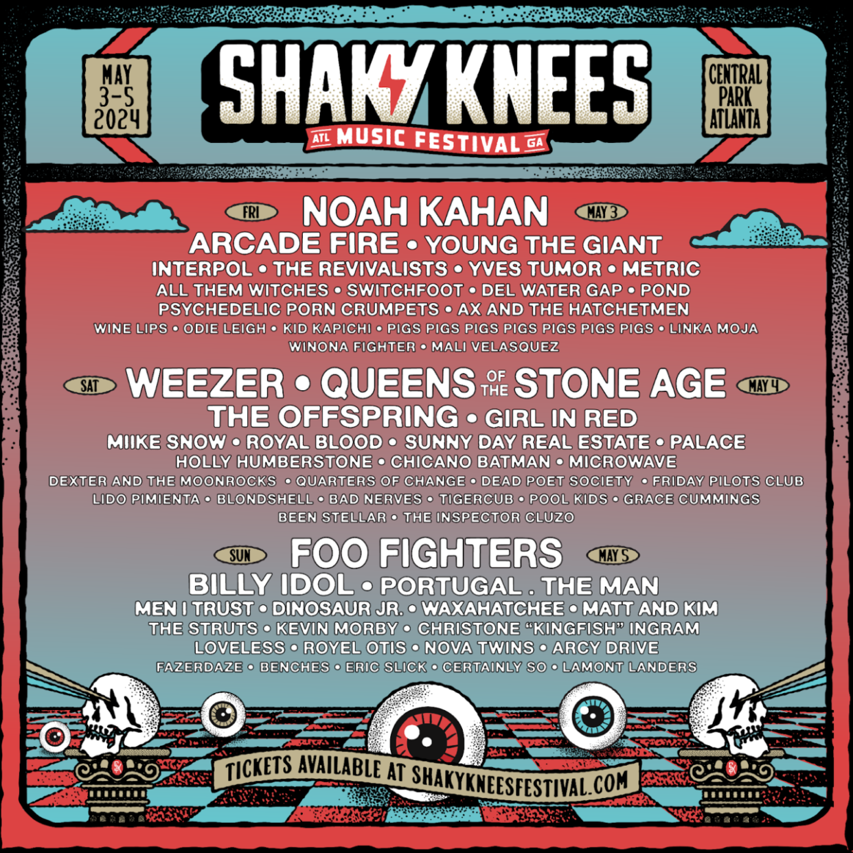 Foo Fighters, Noah Kahan, Weezer Headline Shaky Knees Lineup