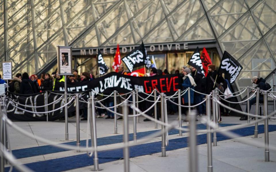 Demonstrators outside the Louvre in Paris  | Getty Images 