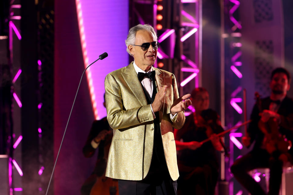 SEVILLE, SPAIN - NOVEMBER 16: Andrea Bocelli performs onstage during The 24th Annual Latin Grammy Awards on November 16, 2023 in Seville, Spain. (Photo by Rodrigo Varela/Getty Images for Latin Recording Academy)