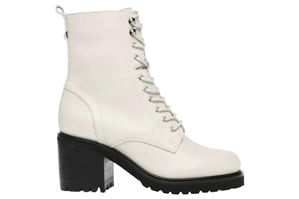 white heeled combat boots, white booties, white boots