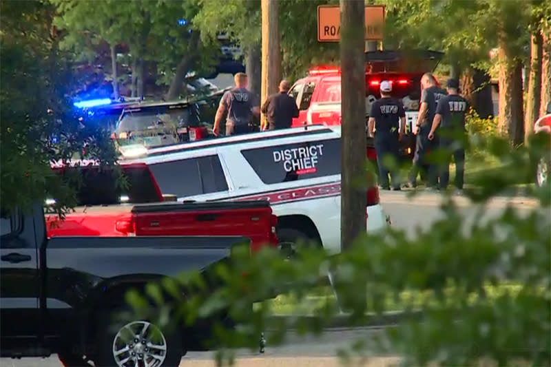 Emergency personnel gather near the St. Stephens Episcopal Church in Vestavia Hills, Al. after a shooting Thursday. (WVTM)