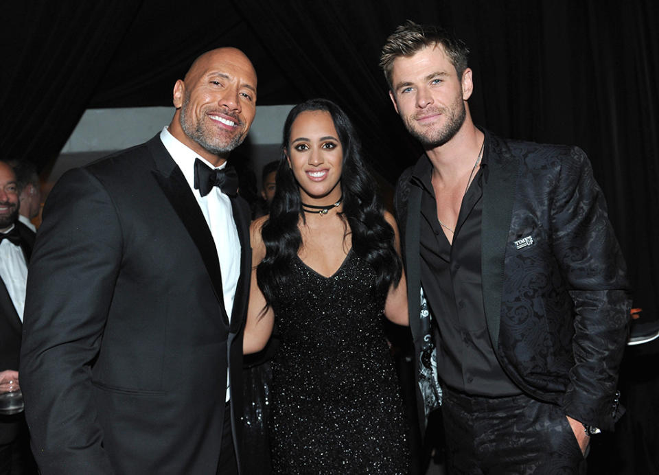 Dwayne “The Rock” Johnson, Simone Garcia Johnson, and Chris Hemsworth