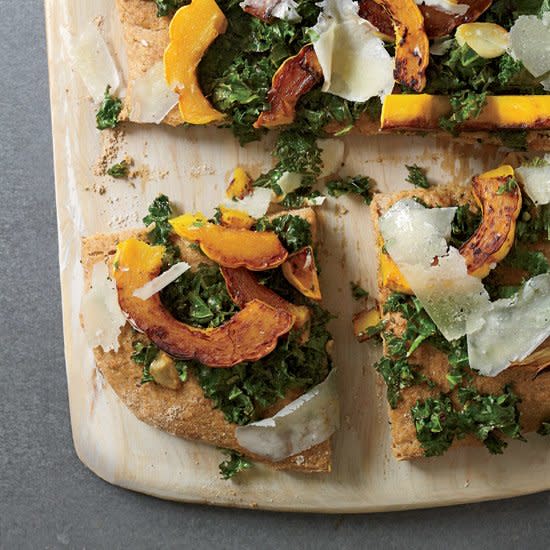 Spelt Focaccia with Kale, Squash and Pecorino