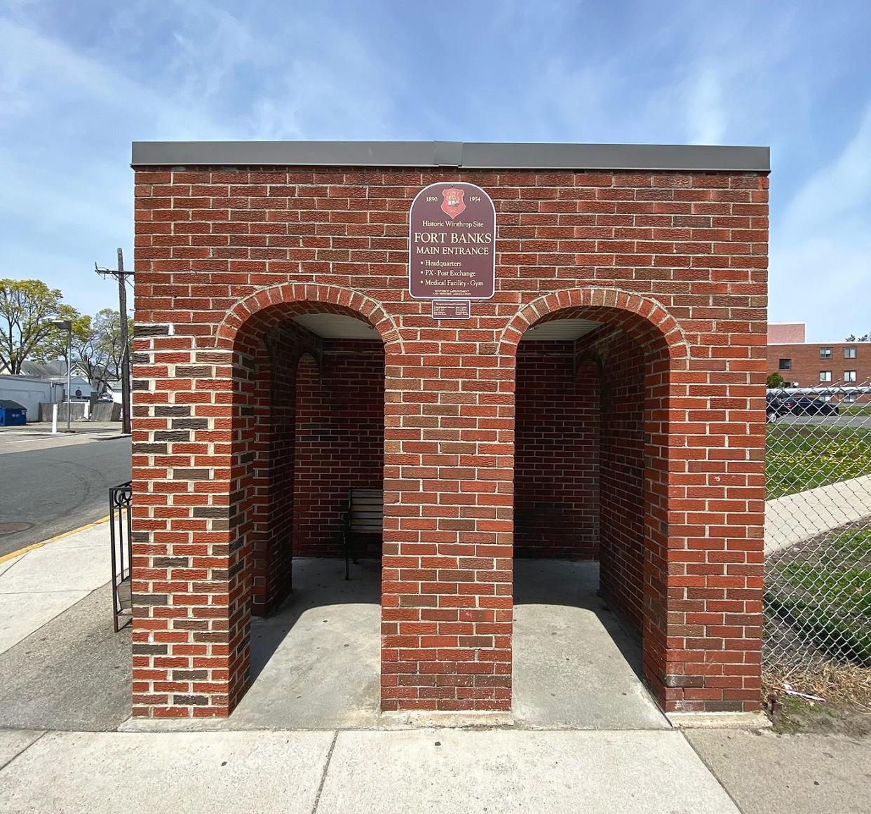 The entrance to Fort Banks in Winthrop, Mass., a National Historic site; today the site of the Governor's Park condominium complex.