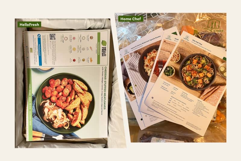 HelloFresh vs Home Chef box contents side by side