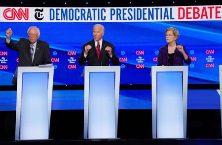 Democratic presidential candidates participate in the fourth U.S. Democratic presidential candidates 2020 election debate at Otterbein University in Westerville, Ohio U.S.