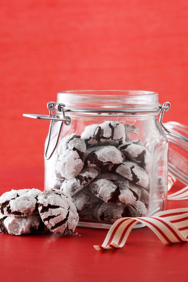 <p>These decadent cookies are a little bit naughty (crunchy shell) and a little bit nice (fudgey inside). We like.</p><p>Get the <strong><a href="https://www.womansday.com/food-recipes/food-drinks/recipes/a12352/chocolate-crinkle-cookies-recipe-wdy1213/" rel="nofollow noopener" target="_blank" data-ylk="slk:Chocolate Crinkle Cookies recipe;elm:context_link;itc:0;sec:content-canvas" class="link ">Chocolate Crinkle Cookies recipe</a></strong> from Woman's Day. </p>