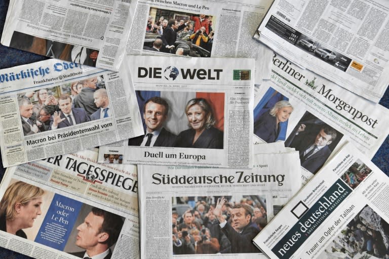 The French presidential race result made front-page news across Europe, including in fellow EU heavyweight Germany