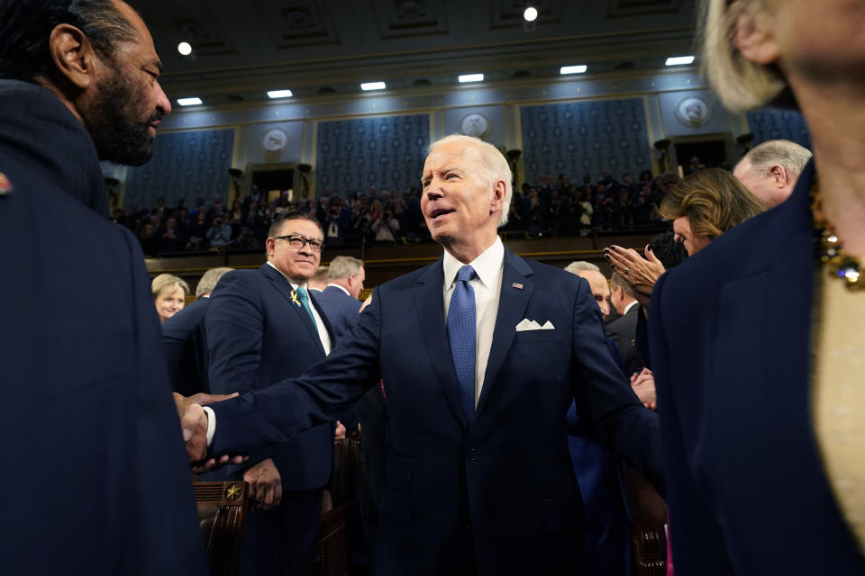 President Joe Biden arrives to deliver the State of the Union address to a joint session of Congress at the Capitol, Tuesday, Feb 7, 2023, in Washington. (Jacquelyn Martin, Pool)