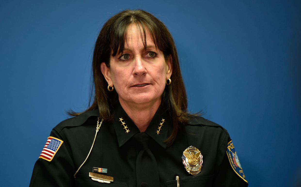 Bradenton Police Chief Melanie Bevan speaks at a March 7, 2019, press conference.