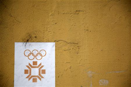 The logo of Winter Olympics in Sarajevo is seen at Zetra hall, the venue for the figure skating in Sarajevo October 27, 2013. REUTERS/Dado Ruvic