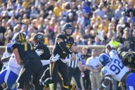 Oct 27, 2018; Columbia, MO, USA; Missouri Tigers quarterback Drew Lock (3) throws a pass during the first half against the Kentucky Wildcats at Memorial Stadium/Faurot Field. Mandatory Credit: Denny Medley-USA TODAY Sports