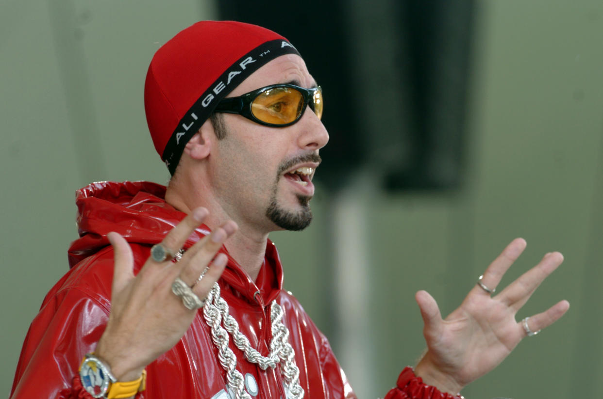 CAMBRIDGE - JUNE 9: Sacha Baron Cohen, a.k.a., Ali G, is the keynote speaker at Harvard's Class Day in Harvard Yard. (Photo by Matthew J. Lee/The Boston Globe via Getty Images)