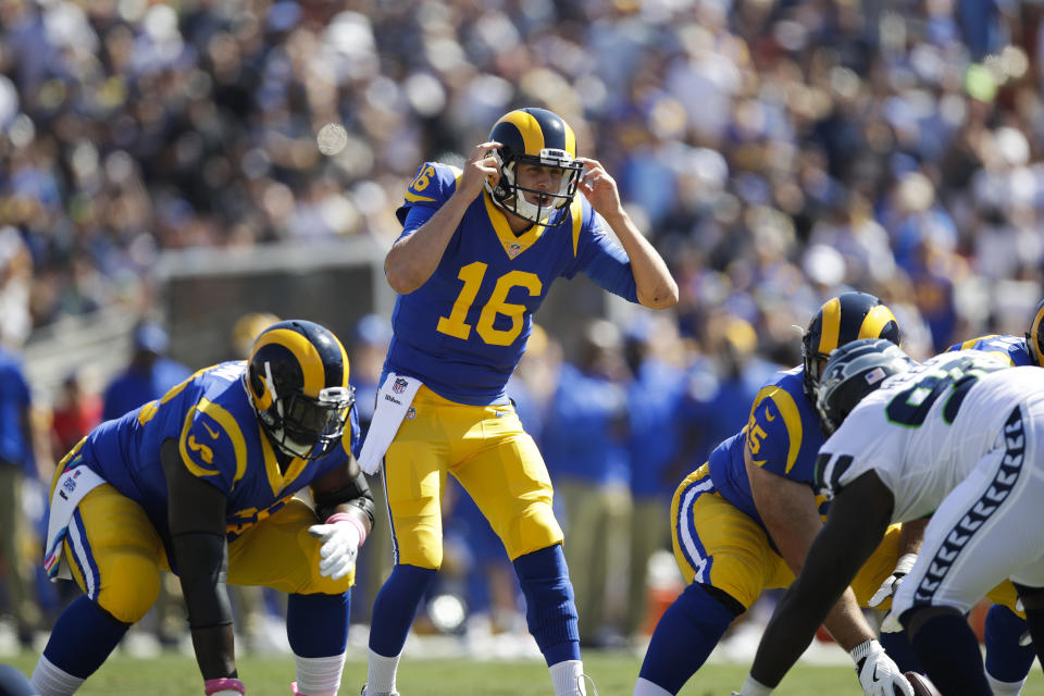 Los Angeles Rams quarterback Jared Goff has made huge strides in his second season. (AP)