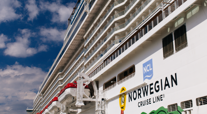 NCL, NORWEGIAN CRUISE LINE (NCHL) SHIP GETAWAY, 13 July 2017 : Cruise liner Getaway are docked in Port of Sant Petersburg.