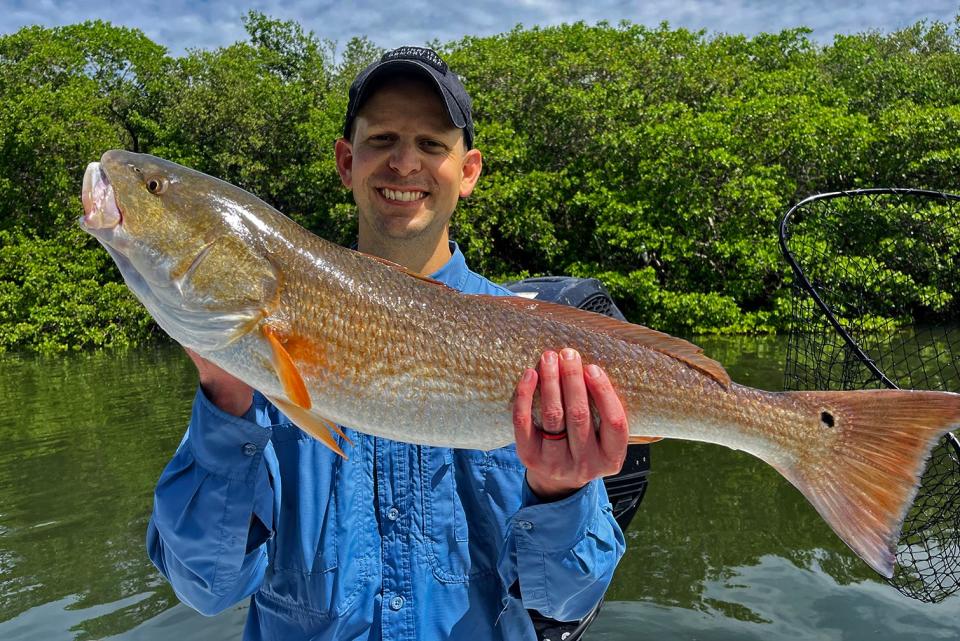 Josh Mitchell of Lakeland caught this 34-inch redfish on a live pinfish while fishing in Terra Ceia Bay with Capt. John Gunter recently.