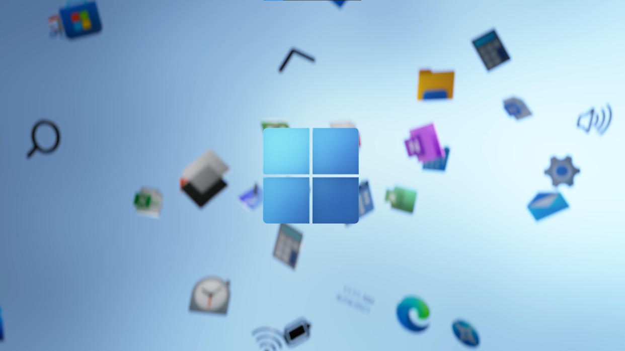  Microsoft windows 11 logo with apps everywhere. 
