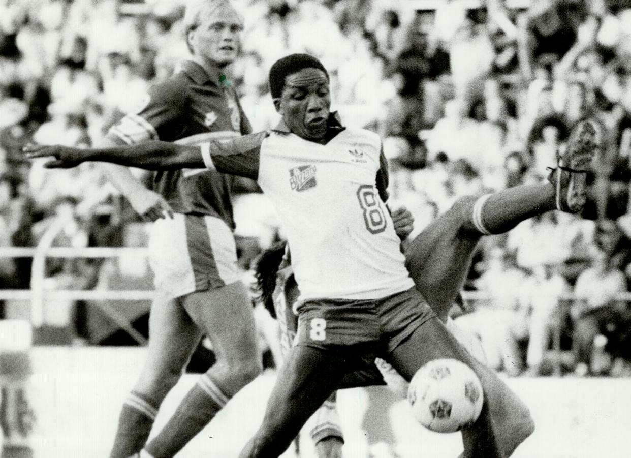 Patrick 'Ace' Ntsoelengoe in action for the Toronto Blizzard. <a href="https://www.gettyimages.com/detail/news-photo/ace-ntsoelengoe-news-photo/515084973?phrase=Ntsoelengoe&adppopup=true" rel="nofollow noopener" target="_blank" data-ylk="slk:Tony Bock/Toronto Star via Getty Images;elm:context_link;itc:0;sec:content-canvas" class="link ">Tony Bock/Toronto Star via Getty Images</a>