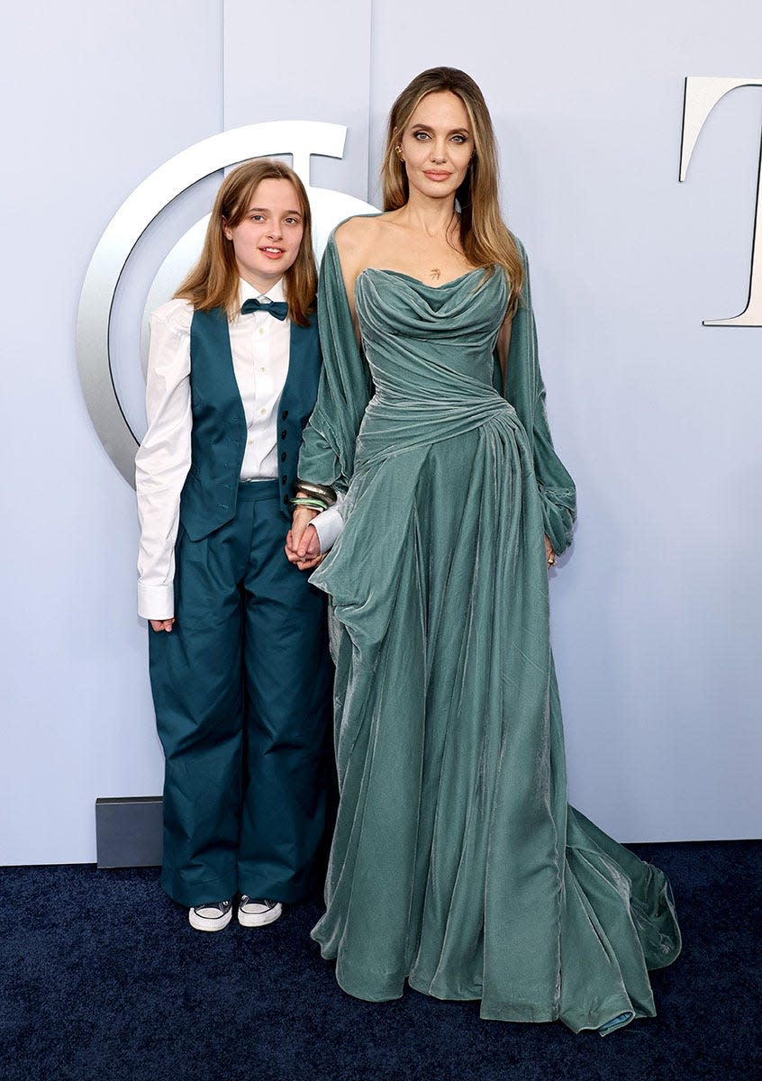 Angelina Jolie, right, walked the Tony Awards red carpet Sunday night with daughter Vivienne Jolie-Pitt.