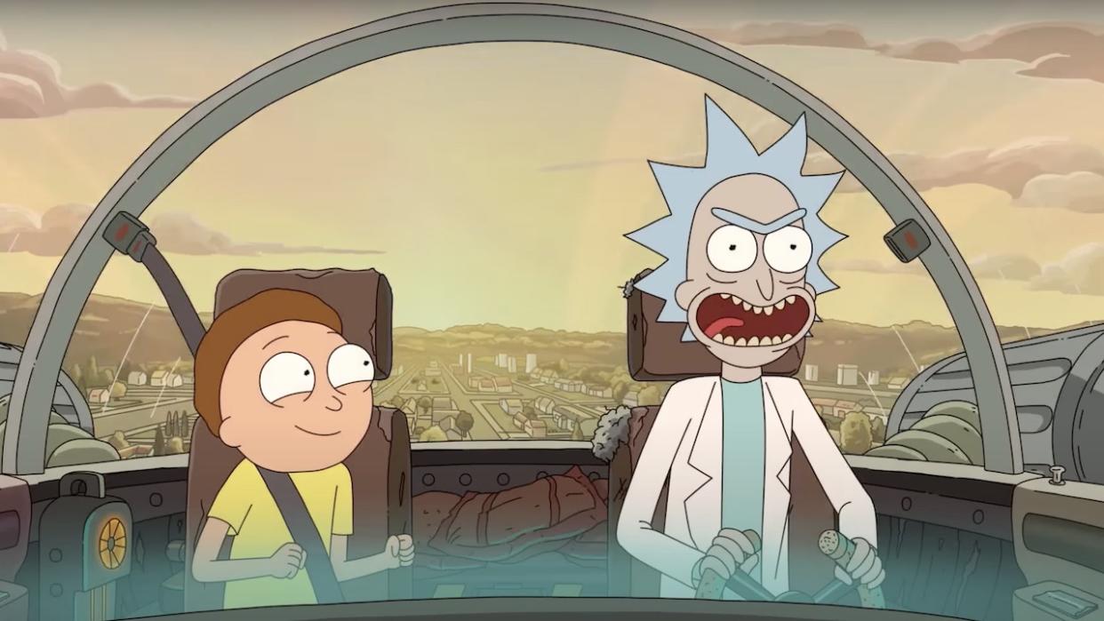  Rick and Morty inside of Rick's spaceship. 