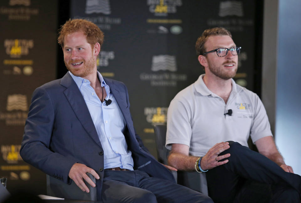 File photo dated 08/05/16 of John-James Chalmers (right) alongside the Duke of Sussex at the Invictus Games Athletics competition in Florida. The former Royal Marine and Invictus Games medalist has announced that he is joining this year's Strictly Come Dancing lineup.