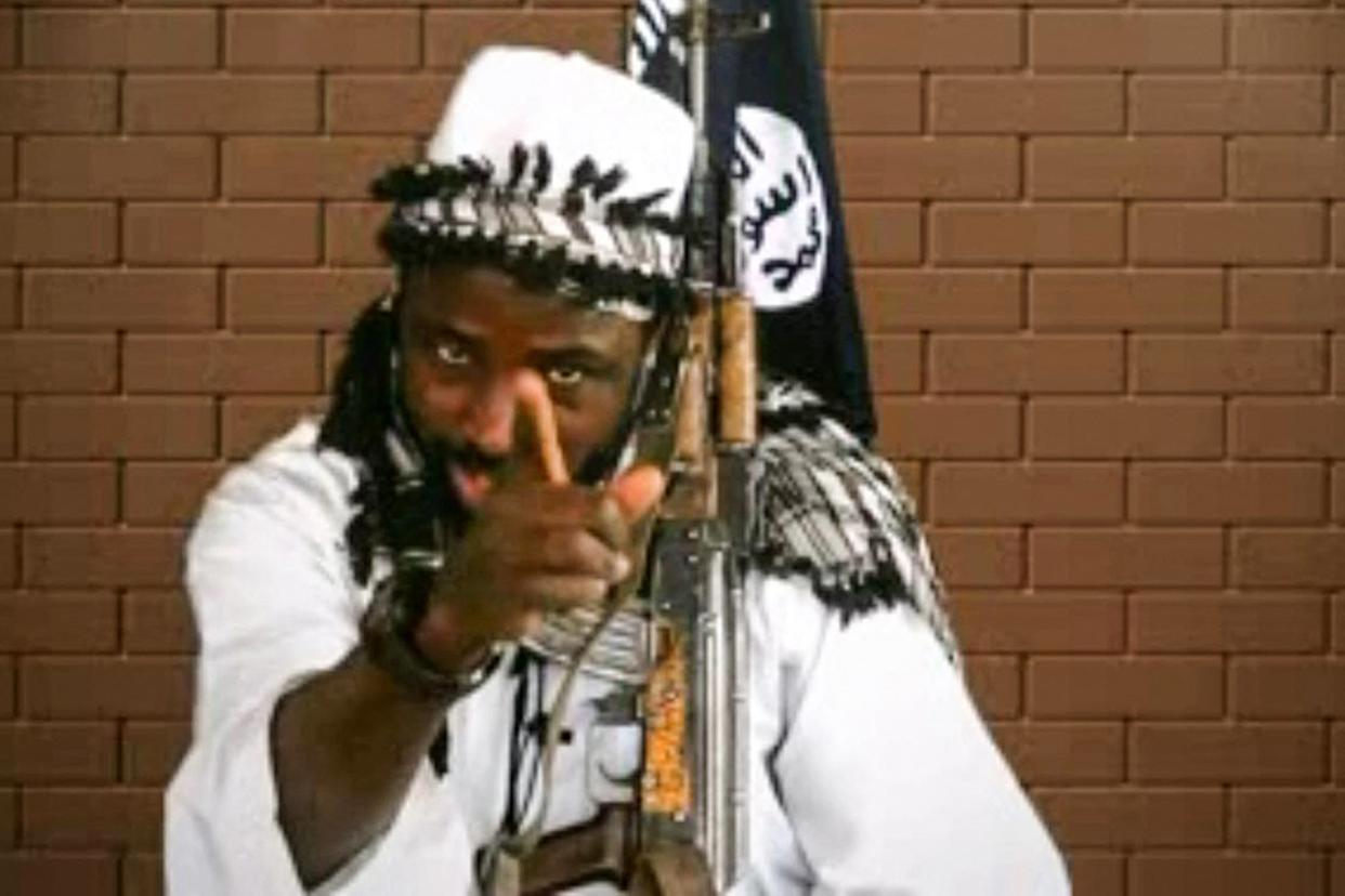 <p>Abubakar Shekau speaking in a video message released in January 2018</p> (AFP via Getty Images)