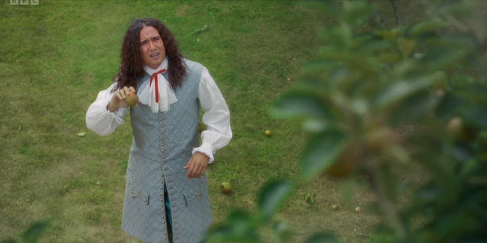 Nathaniel Curtis as Isaac Newton in the Doctor Who Christmas special