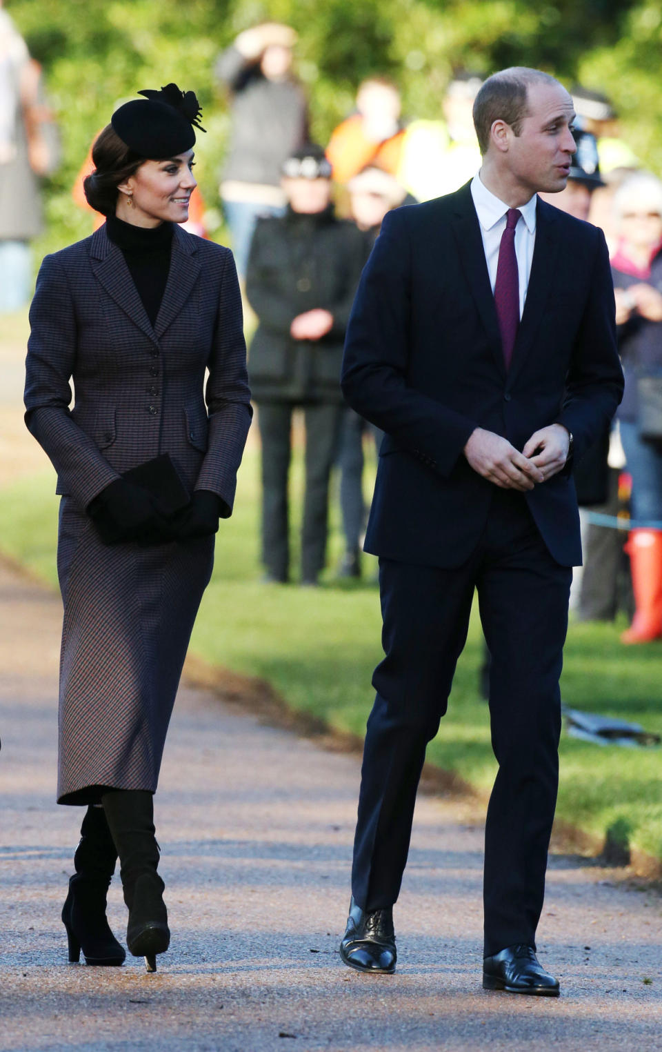 Catherine, Duchess of Cambridge, before attending the St. Mary Magdalene Church Sunday morning service in Sandringham on January 10, 2016.