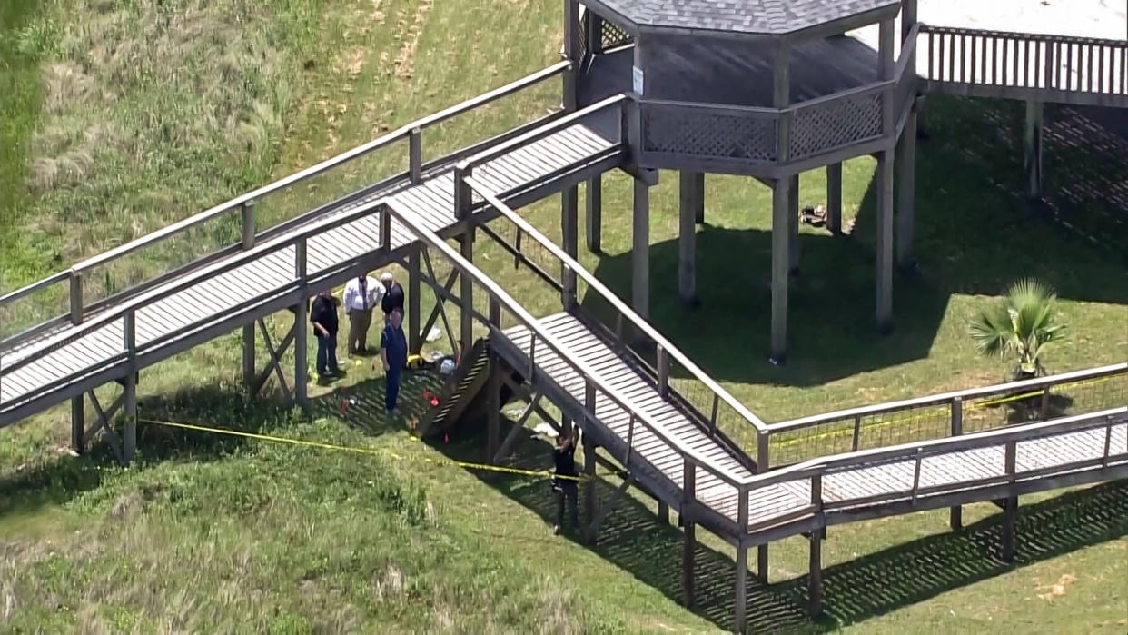 More than 20 people were injured during a possible deck collapse at Stahlman Park in Surfside Beach, Texas on Thursday afternoon. (KPRC)