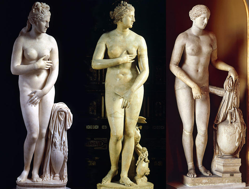 Venus Capitolina (II o III a.C.), Venus de Medici (I a.C.) y Colonna Venus