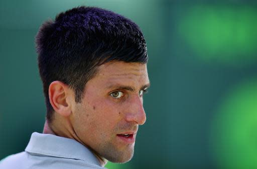 El tenista serbio Novak Djokovic durante el partido contra el español Tommy Robredo en el torneo de Miami, disputado en el Crandon Park Cayo Vizcaíno, el 25 de marzo de 2014 (Getty/AFP | Al Bello)