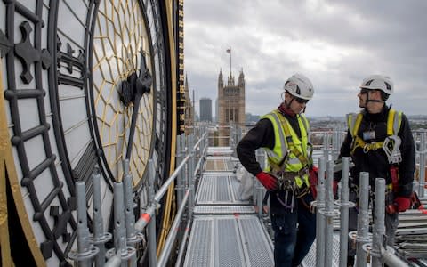 Big Ben, the great bell in Parliament’s Elizabeth Tower, has been silenced - apart from national occasions - for over a year due to a multimillion pound four-year renovation project - Credit: Mark Duffy/PA