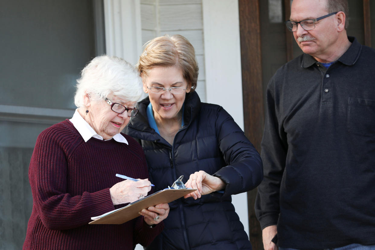 Elizabeth Warren with voters