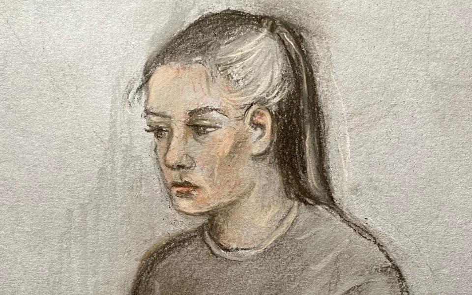 Court drawing of Linda De Sousa Abreu at Uxbridge magistrates' court