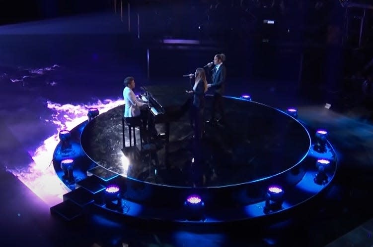 Girl Named Tom sings a Joni Mitchell song "River" Monday night on the NBC show "The Voice."