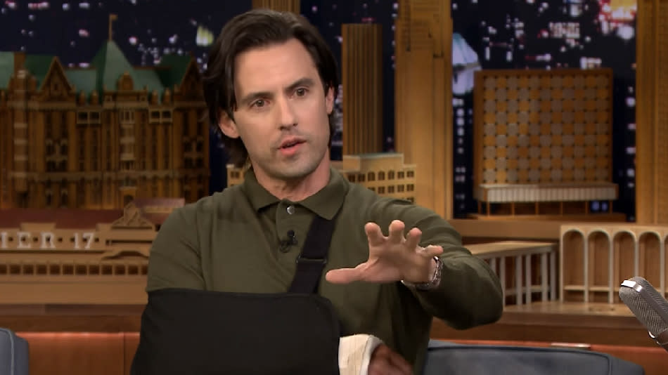 Milo Ventimiglia explained his very prominent arm cast