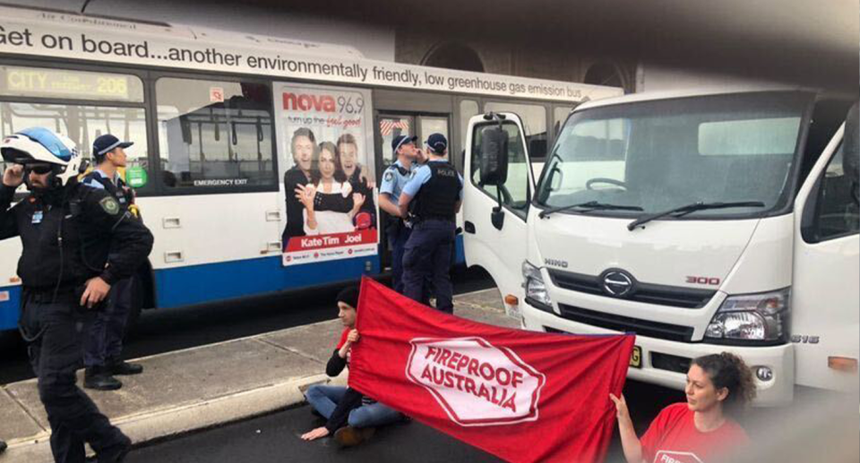 Protesters have glued themselves to the Sydney Harbour Bridge. Source: Supplied