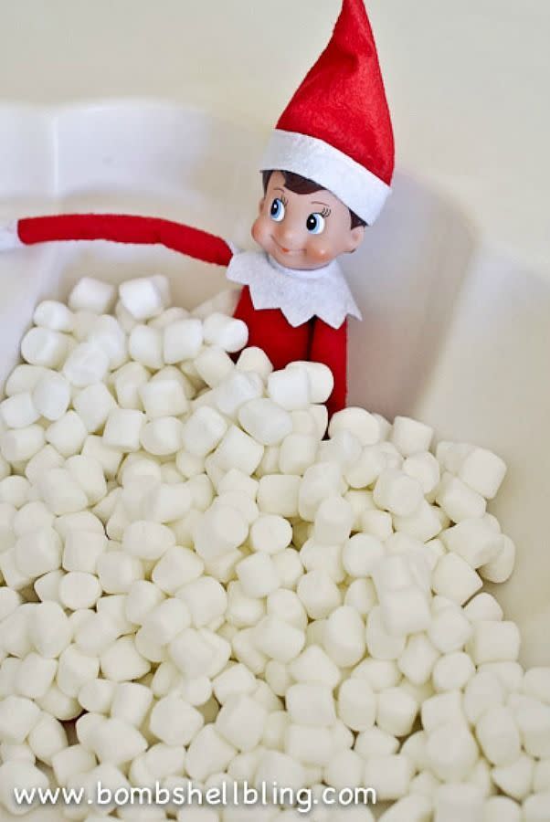 16) Elf on the Shelf Bubble Bath Idea