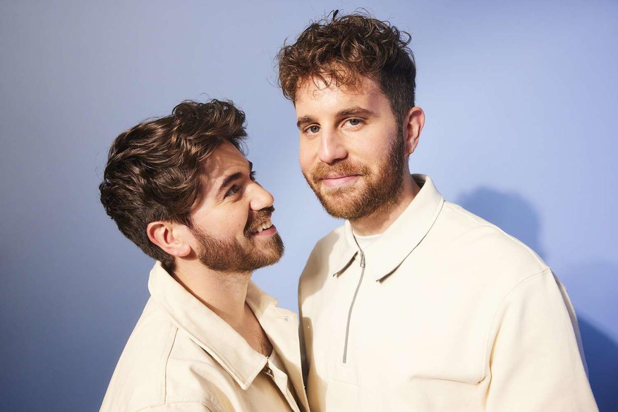 <p>Corey Nickols/Getty Images</p> Noah Galvin and Ben Platt visit The IMDb Portrait Studio at Acura Festival Village on Location at Sundance 2023