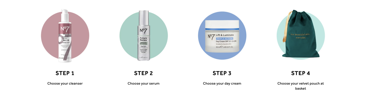 Here's how to customise your skincare bundle. (No7)