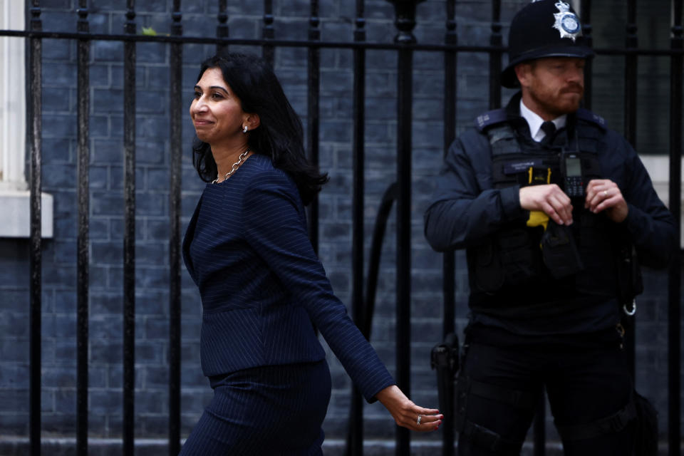 Suella Braverman walks outside Number 10 Downing Street, in London, Britain, October 25, 2022. REUTERS/Henry Nicholls