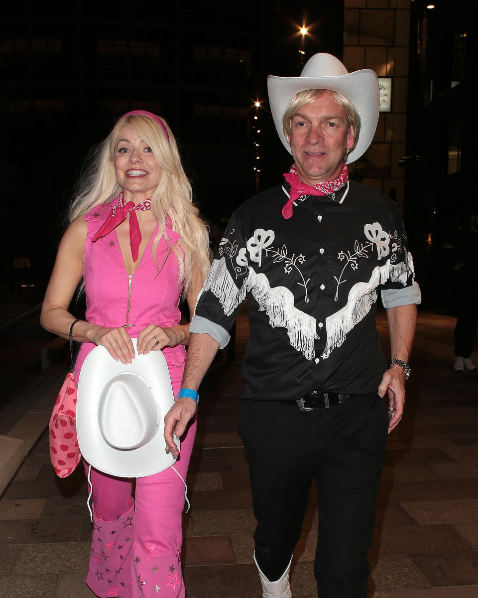 Holly Willoughby and Dan Baldwin attend a party at Soho House in April, 2023 dressed as Barbie and Ken