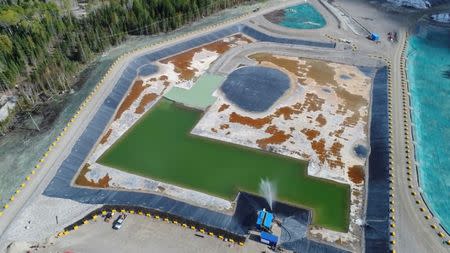 Aerial images from video shows the above-ground view of an all-electric underground mine that Goldcorp is building near Chapleau, Ontario, Canada, in this video released on June 18, 2018. Courtesy Goldcorp Inc via REUTERS