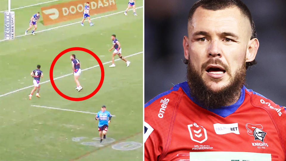 David Klemmer, pictured here in action for the Newcastle Knights.
