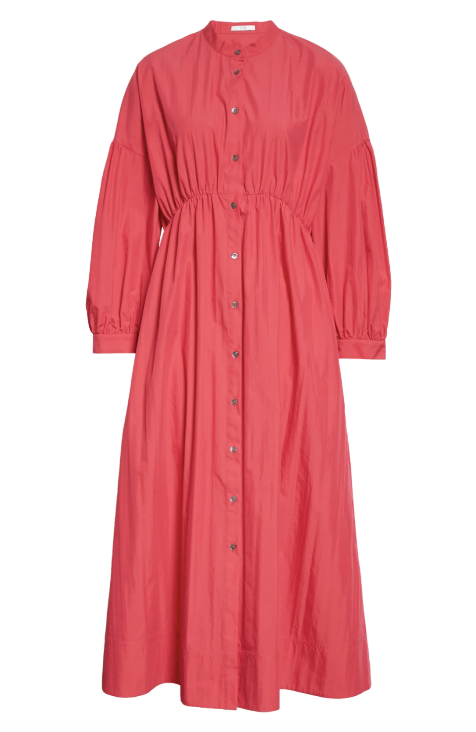 Gathered Poplin Midi Dress