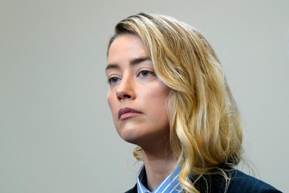 Actor Amber Heard returns to the courtroom after lunch break at the Fairfax County Circuit Court in Fairfax, Va., Wednesday May 4, 2022.