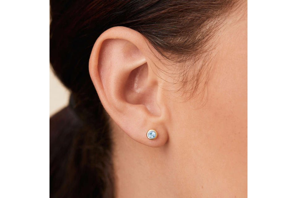 Blue Topaz Flat Sphere Studs. (Photo: Mejuri)