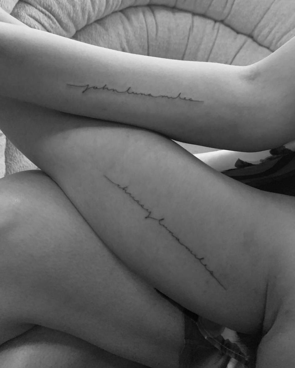 Chrissy Teigen and John Legend with matching tattoos